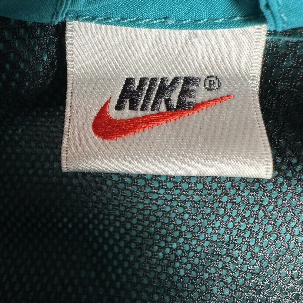 Vintage 90s Nike Womens Size Medium Teal Hooded 1/4 Zip Windbreaker Jacket Coat - Picture 9 of 11
